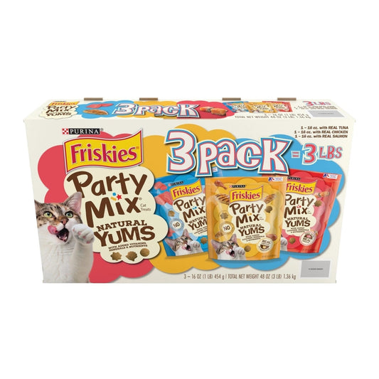 Purina Friskies Party Mix Natural Yums Cat Treats with Real Meat, 48 oz.