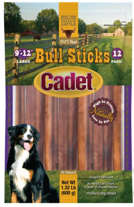 Cadet Gourmet Bull Sticks 12 Pack, 21 oz