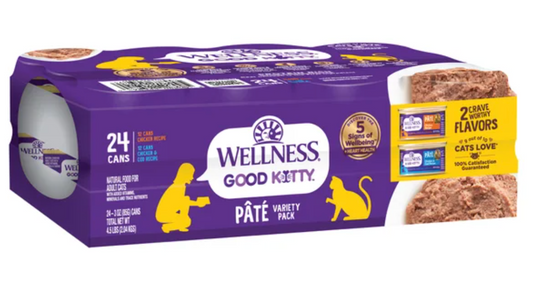 Wellness Good Kitty Wet Cat Food Pate Variety Pack, 3 oz, 24-count