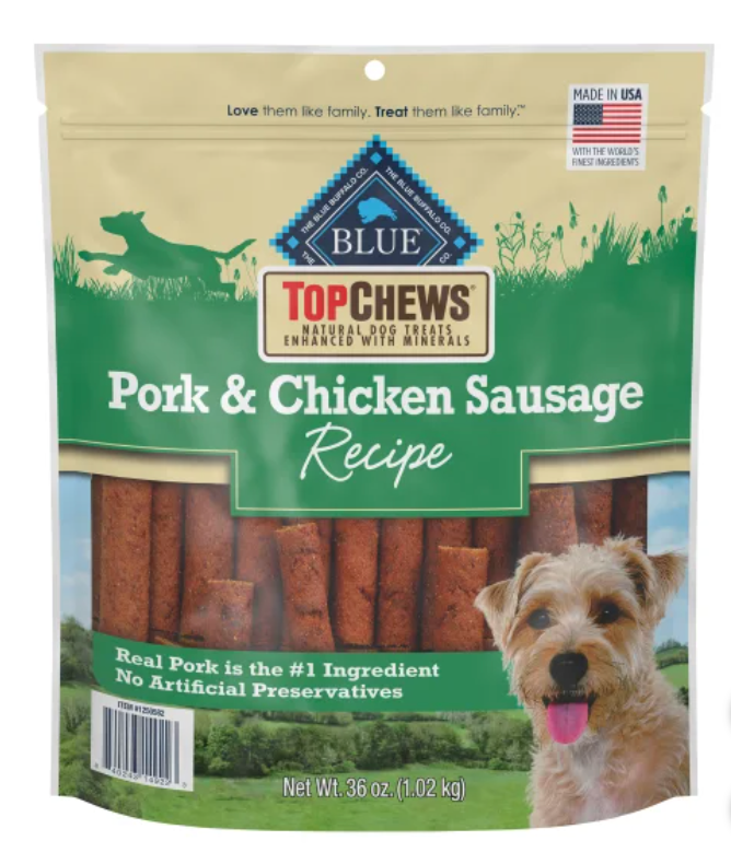 Blue Buffalo Top Chews Pork & Chicken Sausage Dog Treats, 36 oz.