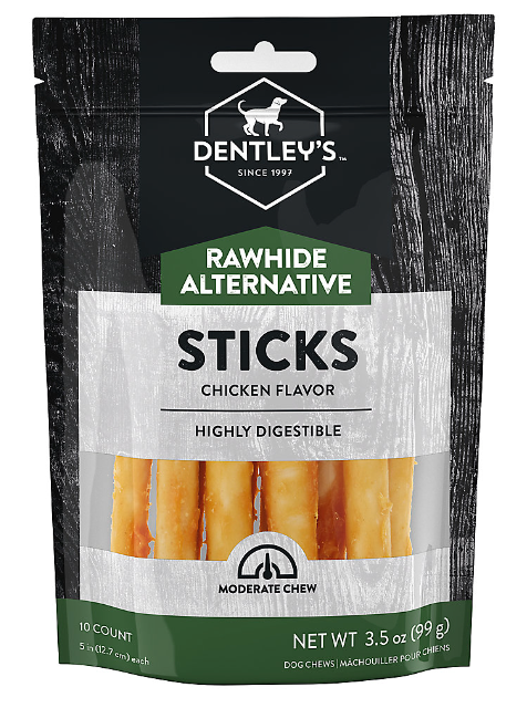 Dentley's® Rawhide-Free 5" Retriever Sticks Dog Chew - Chicken, 10 Count