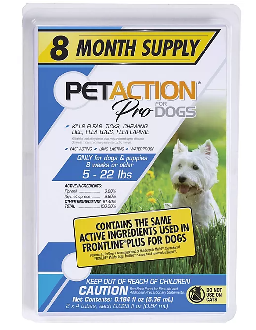 PetAction Pro for Dogs, 8 Doses, Choose Size